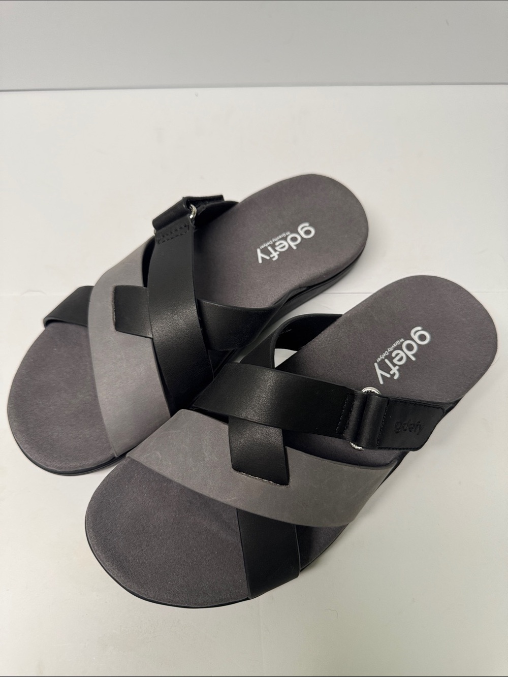 G-defy Women’s Black & Gray Lynor Orthotic Sandals Size 7